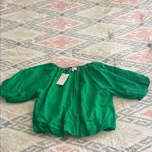 THML women’s ' Emerald Green Puff-Sleeve Blouse